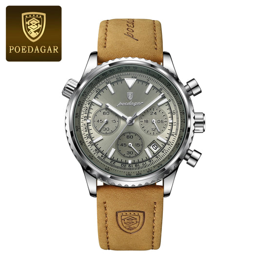 Hector Chrono Watch – Fashion Quartz, Waterproof & Luminous Leather Design