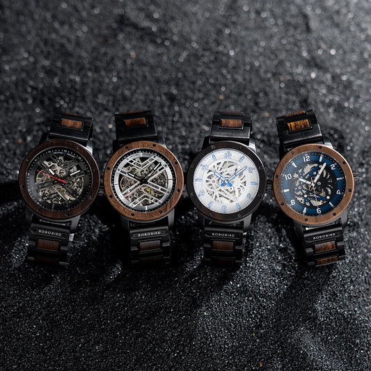 Heraclitus Wooden Watch – Mechanical Skeleton, Engraved Elegance & Luxury Gift