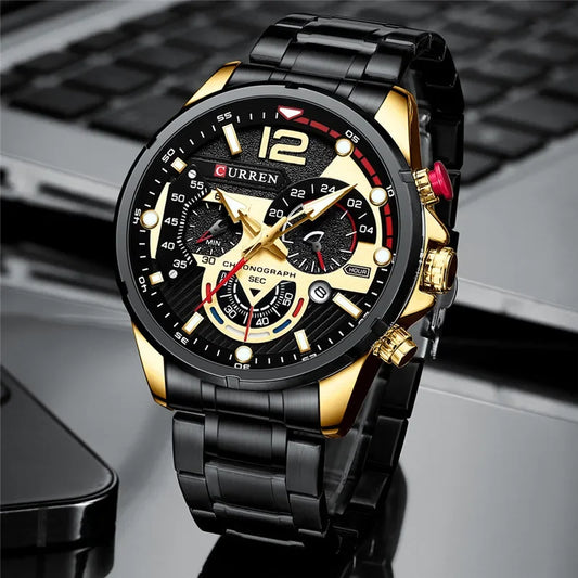 Hadrian Chrono Watch – Military Sport, Waterproof & Stainless Steel Elegance
