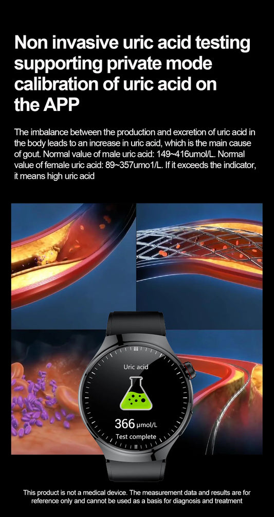 SmartWatch Genny - 2024 Gesundheits-Smartwatch | EKG, Blutzucker, Herzfrequenz, Blutdruck