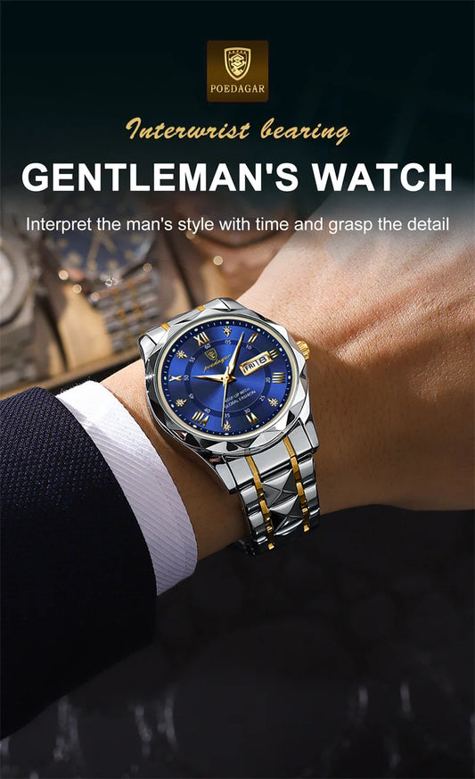 Zephyros Quartz Watch – Green Dial, Waterproof & Luminous Steel Design