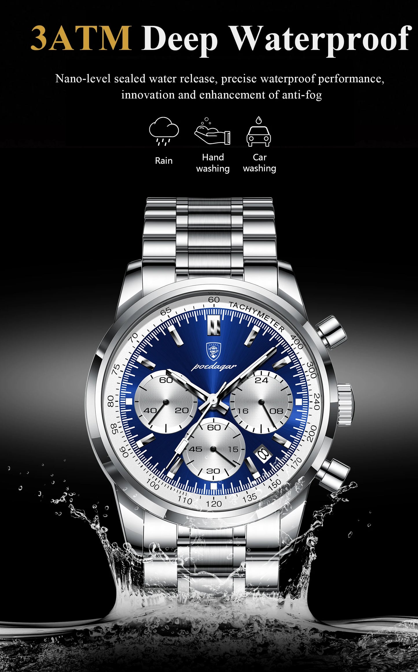 Atlas Luxury Herren Uhr Chronograph