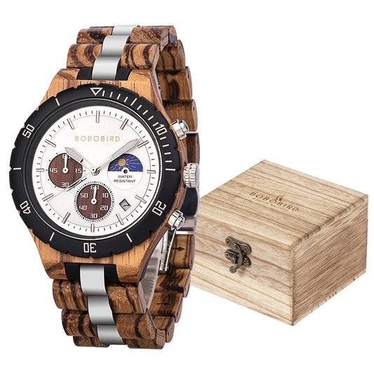 Diomedes Wooden Watch – Luxury Chronograph, Military Quartz Precision