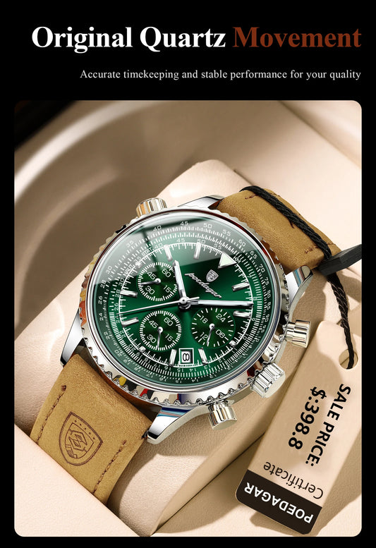 Charon Luxus Herren uhr  Wasserdicht Chronograph Leder