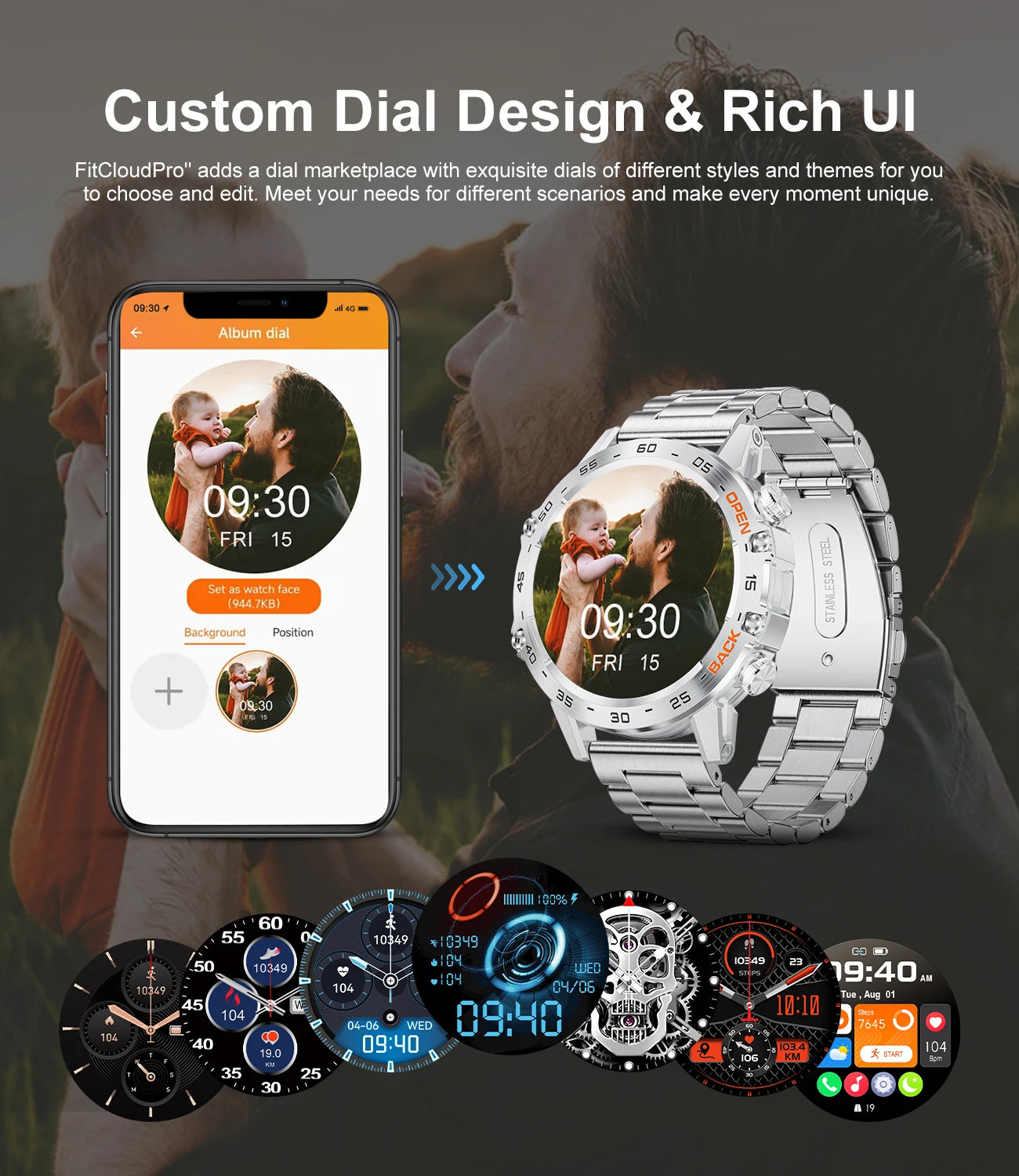 1.39" Bluetooth Smartwatch für Männer – Fitness, Herzfrequenz, Gesundheitsmonitoring, Android & IOS.
