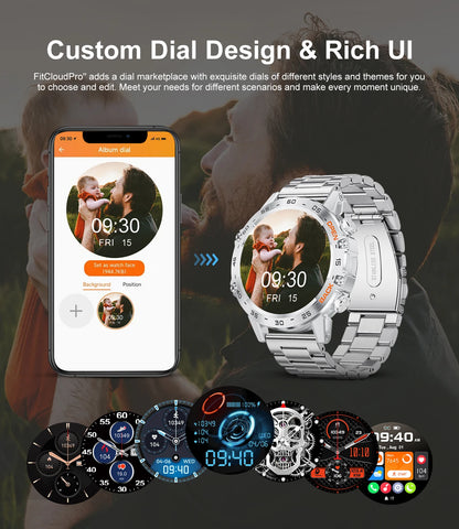 1.39" Bluetooth Smartwatch für Männer – Fitness, Herzfrequenz, Gesundheitsmonitoring, Android & IOS.