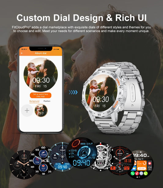 1.39" Bluetooth Smartwatch für Männer – Fitness, Herzfrequenz, Gesundheitsmonitoring, Android & IOS.