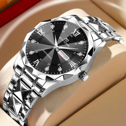Julius Caesar Diamond Watch – 41MM Luxury, Night Glow & Dual Calendar