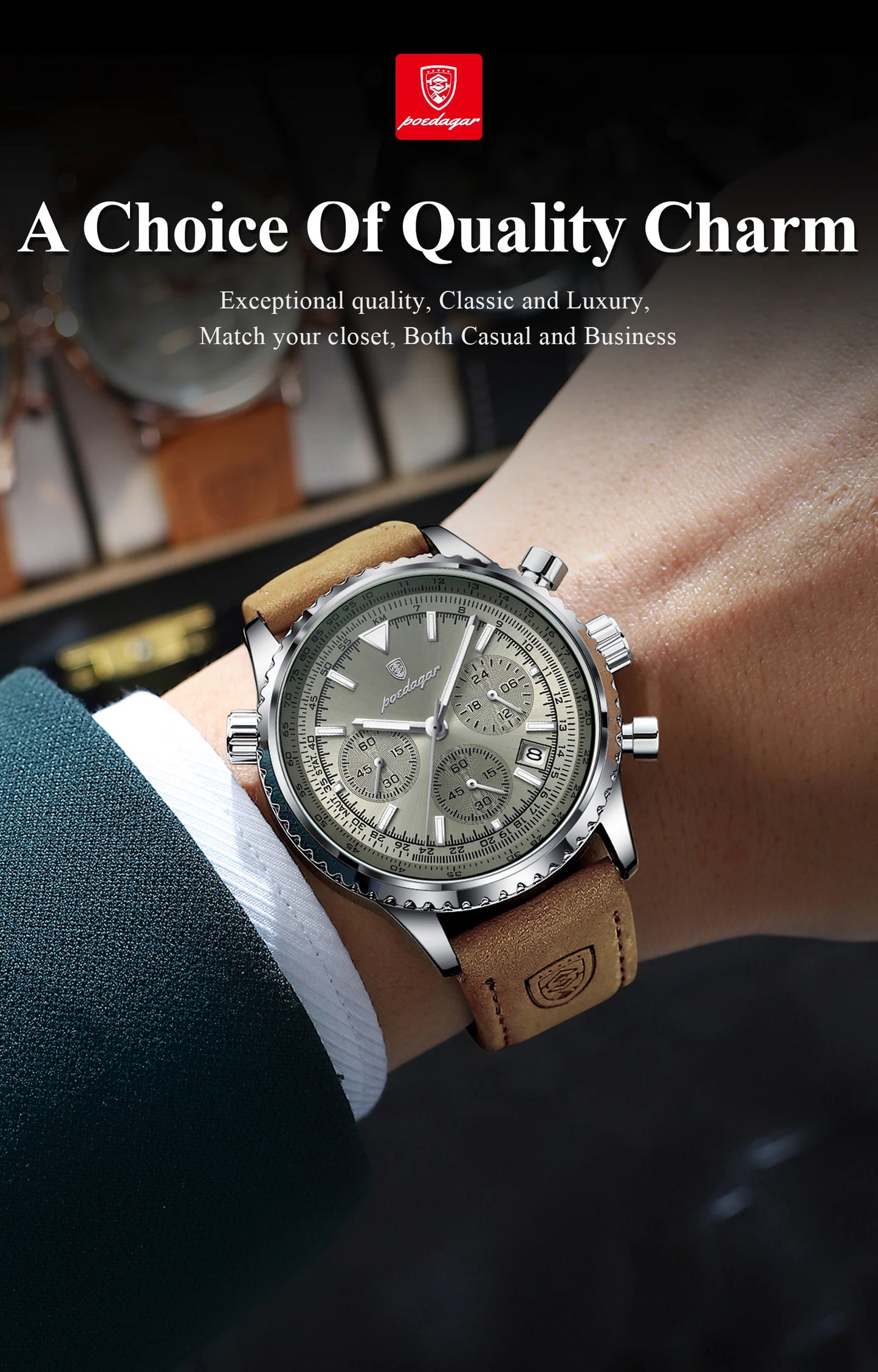 Hector Chrono Watch – Fashion Quartz, Waterproof & Luminous Leather Design