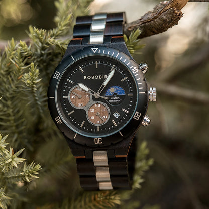 Diomedes Wooden Watch – Luxury Chronograph, Military Quartz Precision