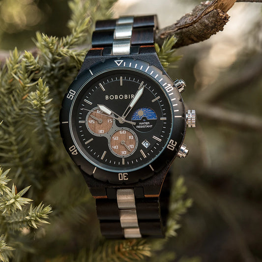 Diomedes Wooden Watch – Luxury Chronograph, Military Quartz Precision