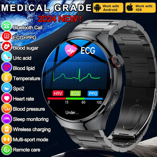 SmartWatch Genny - 2024 Gesundheits-Smartwatch | EKG, Blutzucker, Herzfrequenz, Blutdruck