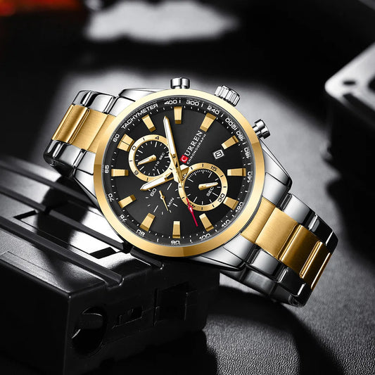Flavius Chrono Watch – Sporty Elegance, Stainless Steel & Date Display