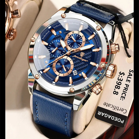 Maximus Sport Watch – Military Style, Waterproof, Luminous & Leather Quartz Chrono