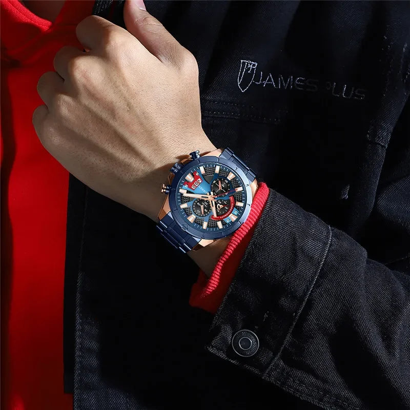Hadrian Chrono Watch – Military Sport, Waterproof & Stainless Steel Elegance
