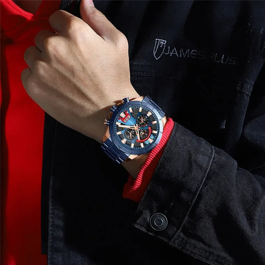 Hadrian Chrono Watch – Military Sport, Waterproof & Stainless Steel Elegance