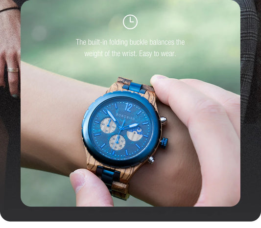 Diomedes Wooden Watch – Luxury Chronograph, Military Quartz Precision