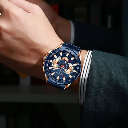 Hadrian Chrono Watch – Military Sport, Waterproof & Stainless Steel Elegance