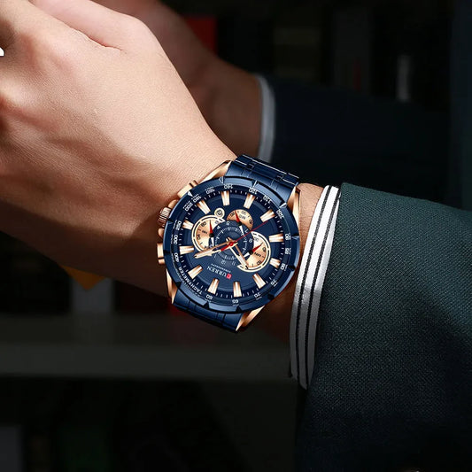 Hadrian Chrono Watch – Military Sport, Waterproof & Stainless Steel Elegance