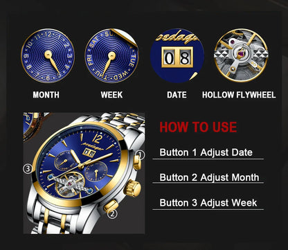 Augustus Tourbillon Watch – Luxury Automatic, Waterproof & Steel Precision
