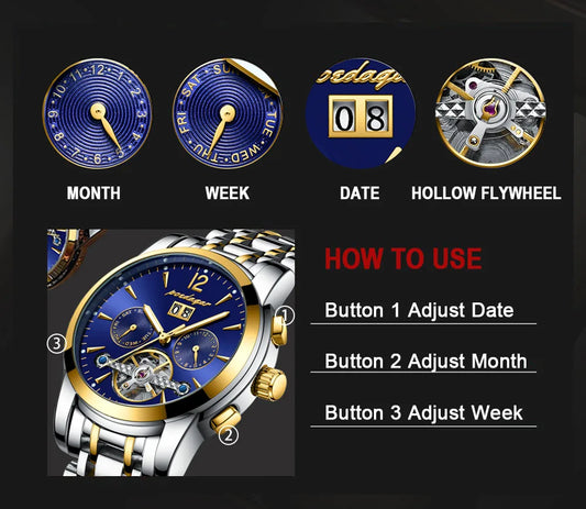Augustus Tourbillon Watch – Luxury Automatic, Waterproof & Steel Precision