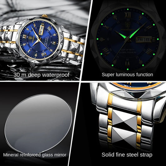Zephyros Quartz Watch – Green Dial, Waterproof & Luminous Steel Design