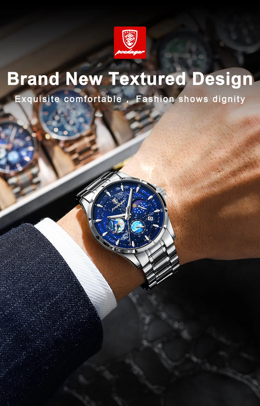 Trajan Chrono Watch – Luxury, Waterproof, Luminous & Date Display Steel