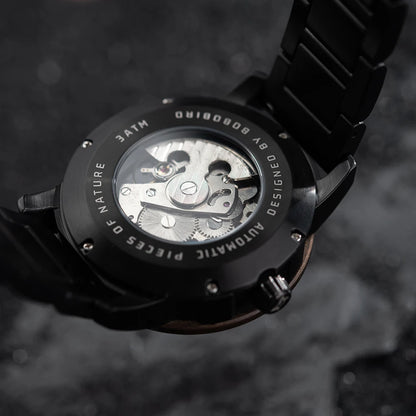 Heraclitus Wooden Watch – Mechanical Skeleton, Engraved Elegance & Luxury Gift