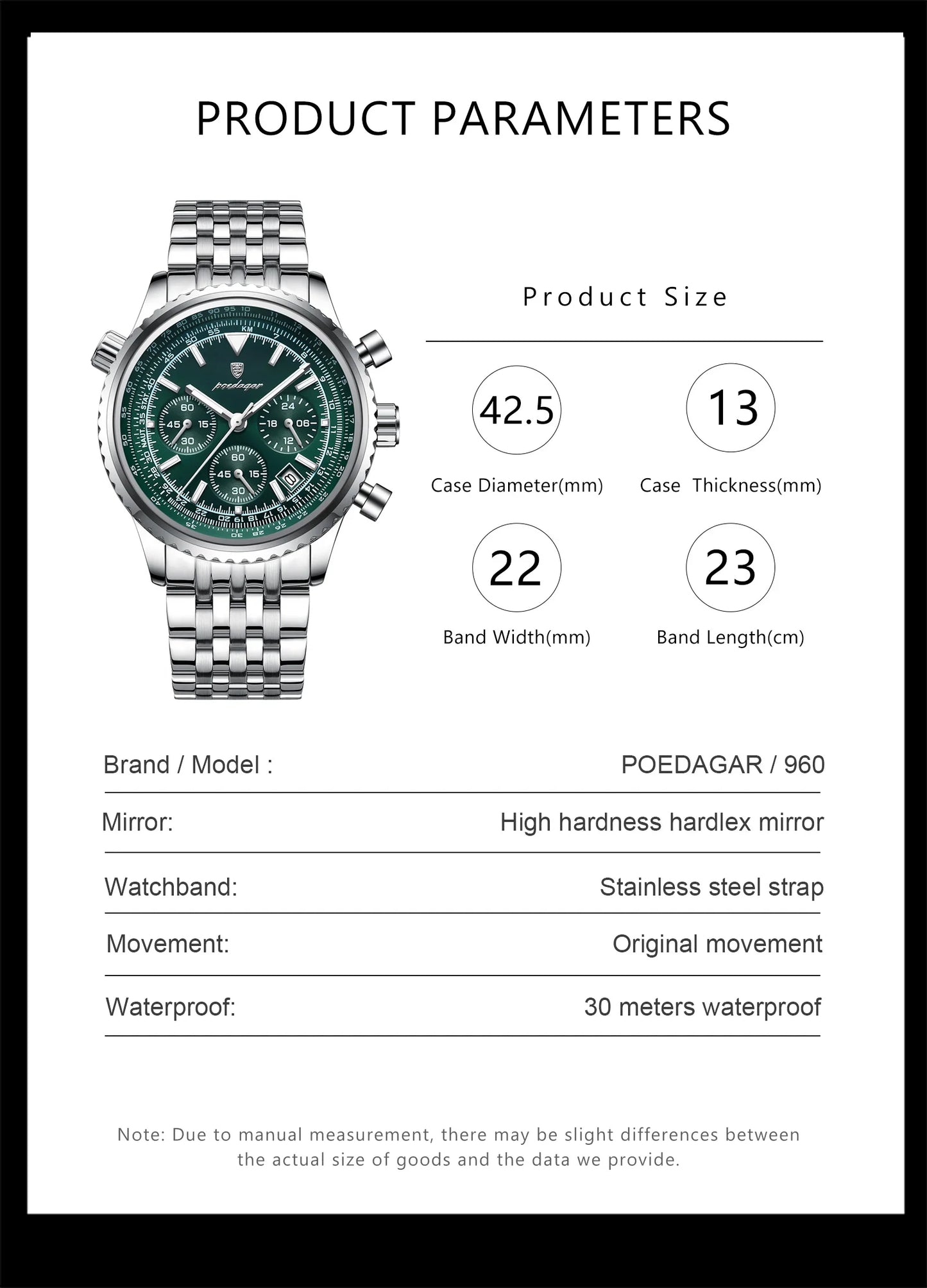 Kronos Luxus Uhr Edelstahl für Herren Wasserdicht
