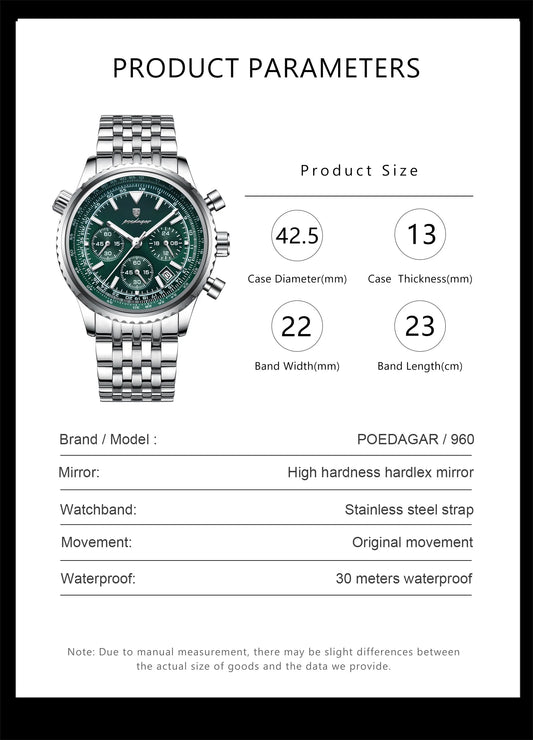 Kronos Luxus Uhr Edelstahl für Herren Wasserdicht