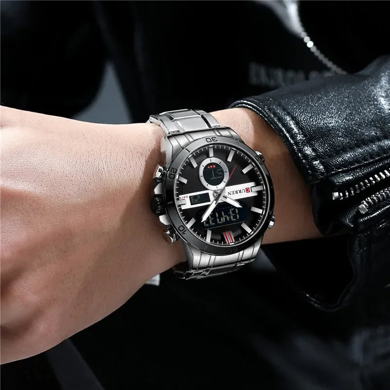 Trajan Chrono Watch – Luxury Military Sport, Silver Steel & Quartz Precision