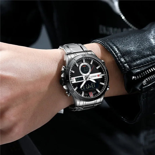 Trajan Chrono Watch – Luxury Military Sport, Silver Steel & Quartz Precision