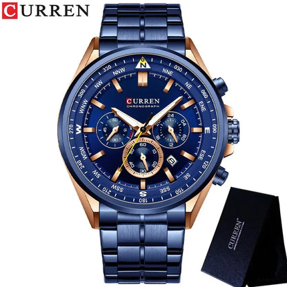 Cassius Chrono Watch – Military Sport, Waterproof & Silver Steel Design