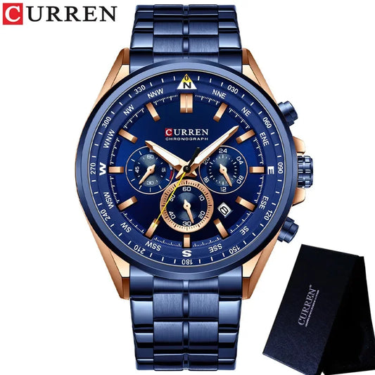 Cassius Chrono Watch – Military Sport, Waterproof & Silver Steel Design