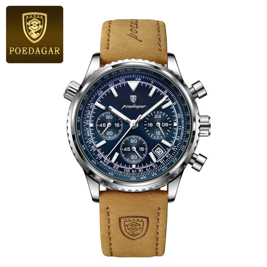 Hector Chrono Watch – Fashion Quartz, Waterproof & Luminous Leather Design