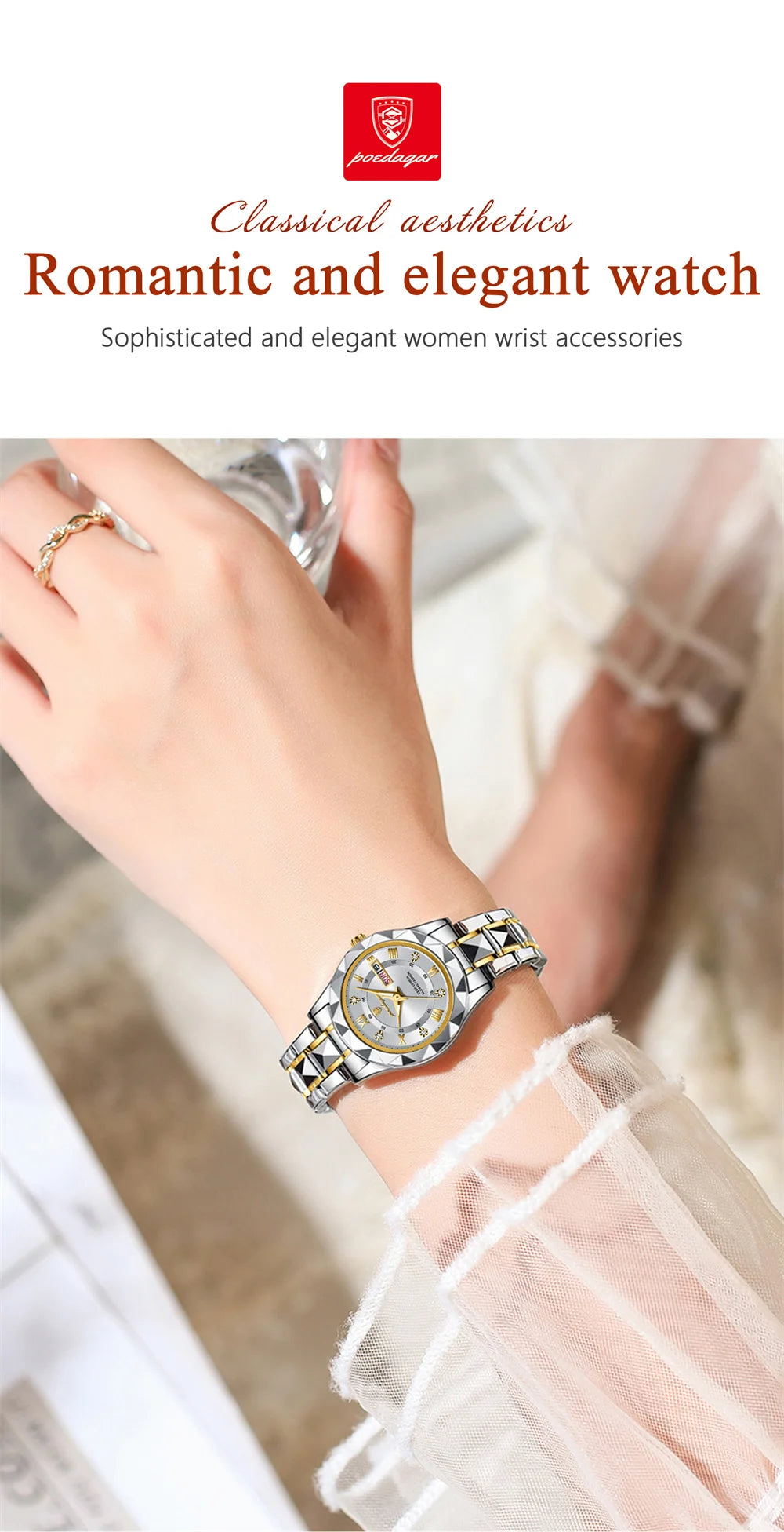 Seneca Edelstahl Elegante Damen Uhr