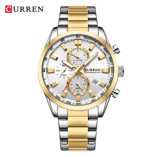 Flavius Chrono Watch – Sporty Elegance, Stainless Steel & Date Display