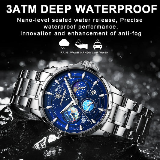 Trajan Chrono Watch – Luxury, Waterproof, Luminous & Date Display Steel