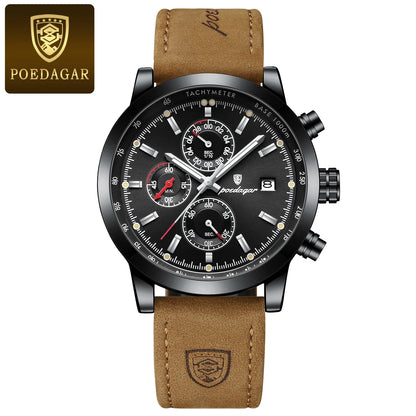 Scipio Chrono Watch – Luxury, Waterproof, Luminous & Leather Date Design