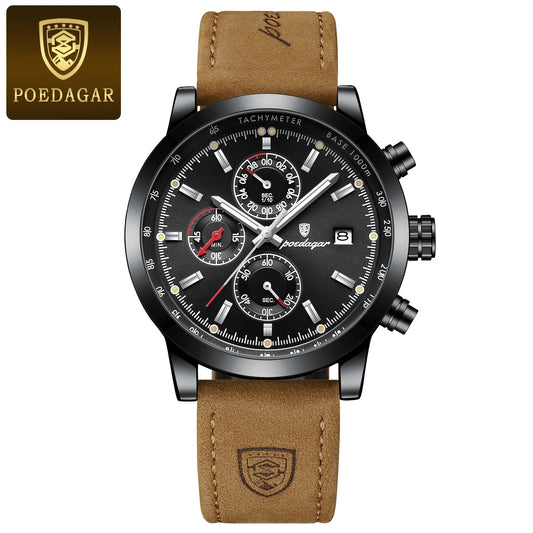 Scipio Chrono Watch – Luxury, Waterproof, Luminous & Leather Date Design