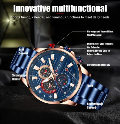 Quintus Chrono Watch – Military Sport, Waterproof & Classic Steel Design