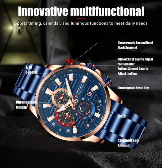 Quintus Chrono Watch – Military Sport, Waterproof & Classic Steel Design