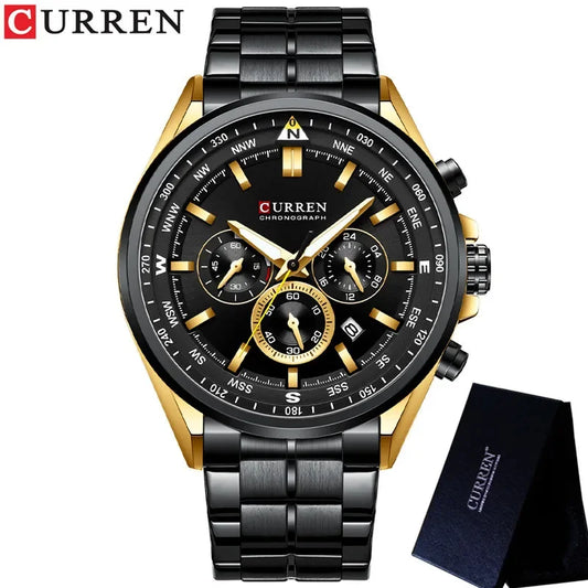 Cassius Chrono Watch – Military Sport, Waterproof & Silver Steel Design