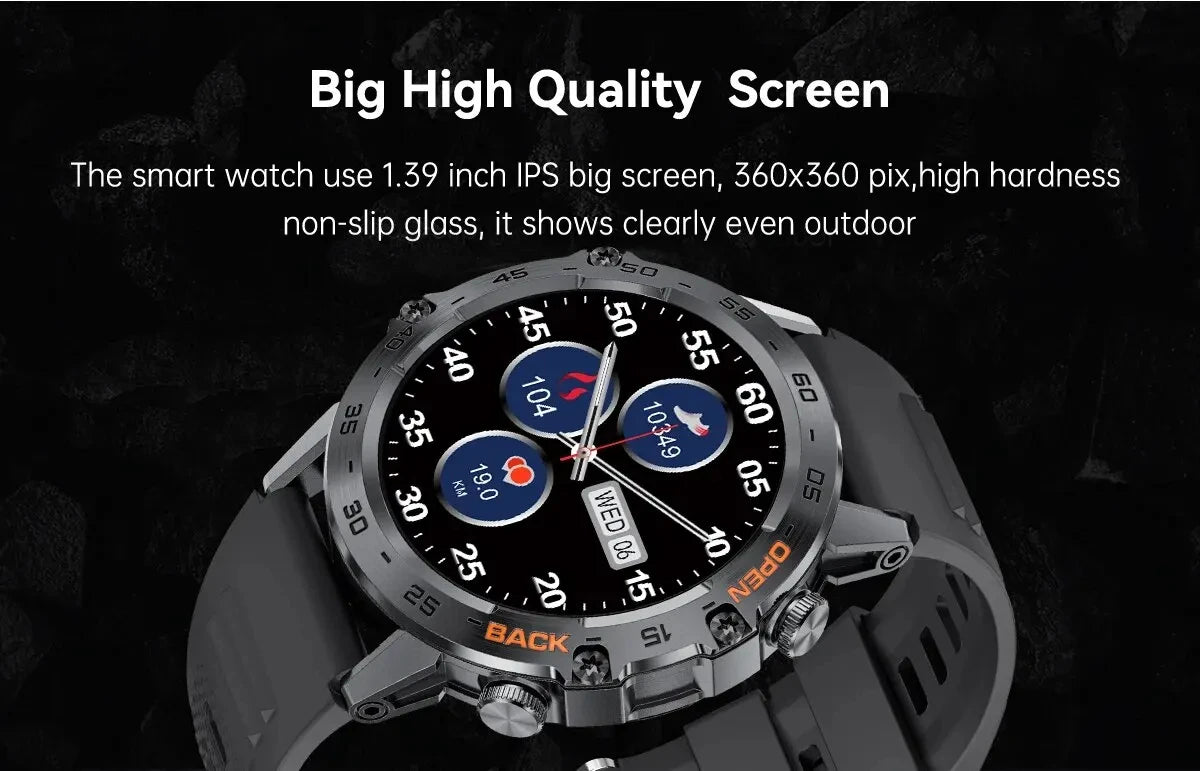 1.39" Bluetooth Smartwatch für Männer – Fitness, Herzfrequenz, Gesundheitsmonitoring, Android & IOS.
