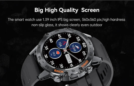 1.39" Bluetooth Smartwatch für Männer – Fitness, Herzfrequenz, Gesundheitsmonitoring, Android & IOS.
