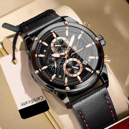 Maximus Sport Watch – Military Style, Waterproof, Luminous & Leather Quartz Chrono