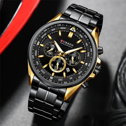 Cassius Chrono Watch – Military Sport, Waterproof & Silver Steel Design