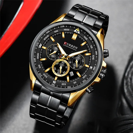 Cassius Chrono Watch – Military Sport, Waterproof & Silver Steel Design