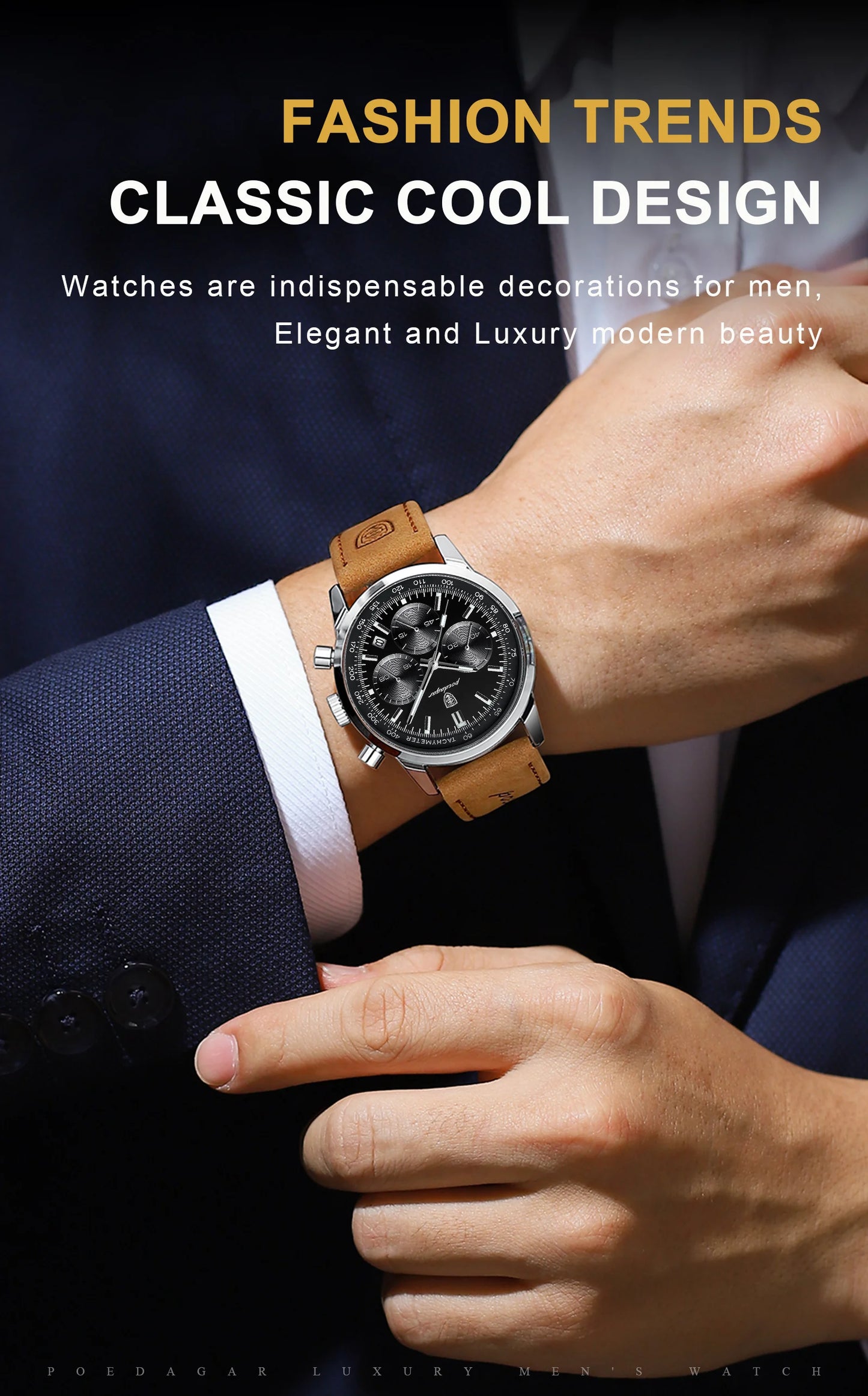 Leonidas Chrono Watch – Luxury, Waterproof, Luminous & Leather Quartz Design