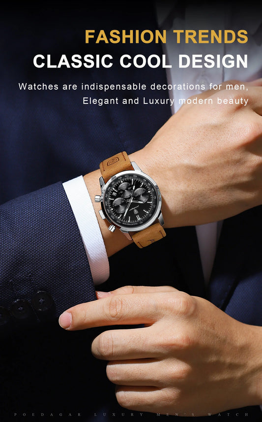 Leonidas Chrono Watch – Luxury, Waterproof, Luminous & Leather Quartz Design